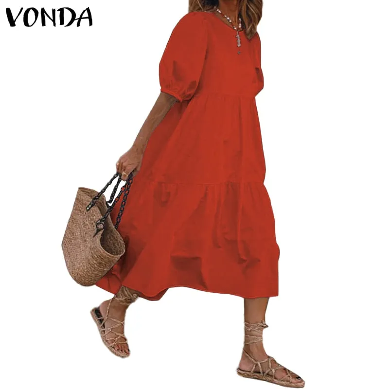 Women's Summer Sundress Elegant Dress Beach Vintage Swing Party Long Dress 2022 VONDA Bohemian Vestidos  Casual Robe