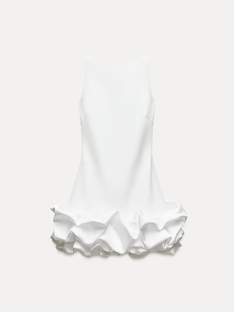 Combination Puff Hem Jumpsuit Dress