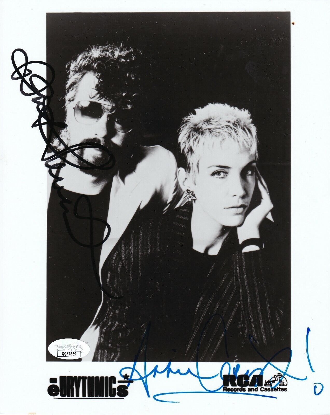 Eurythmics REAL SIGNED Orig Promo Photo Poster painting #2 JSA COA Autographed Lennox & Stewart