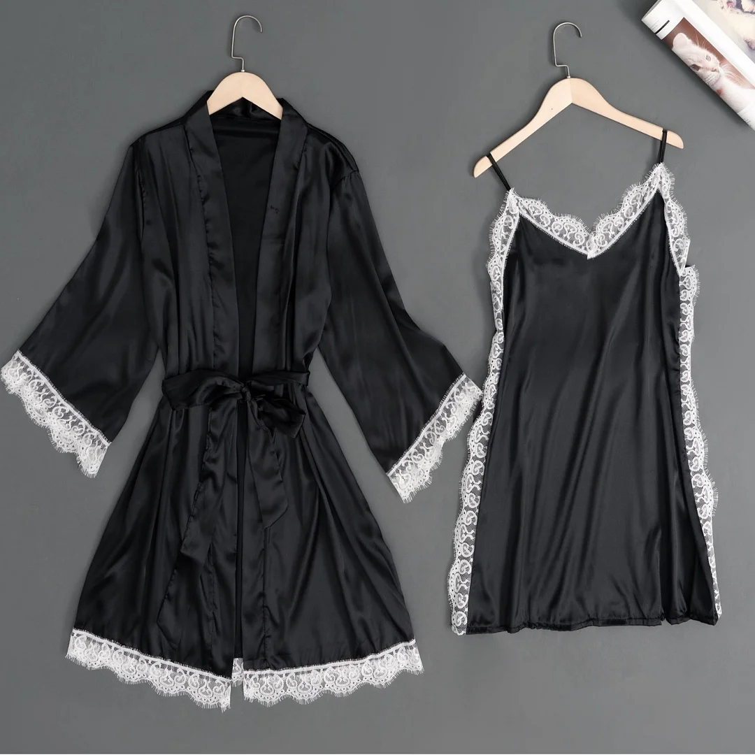 Brownm New Stitling Elastic Lady Pyjamas Jersey With Pyjab Pajamas Set Solid Color Home Size