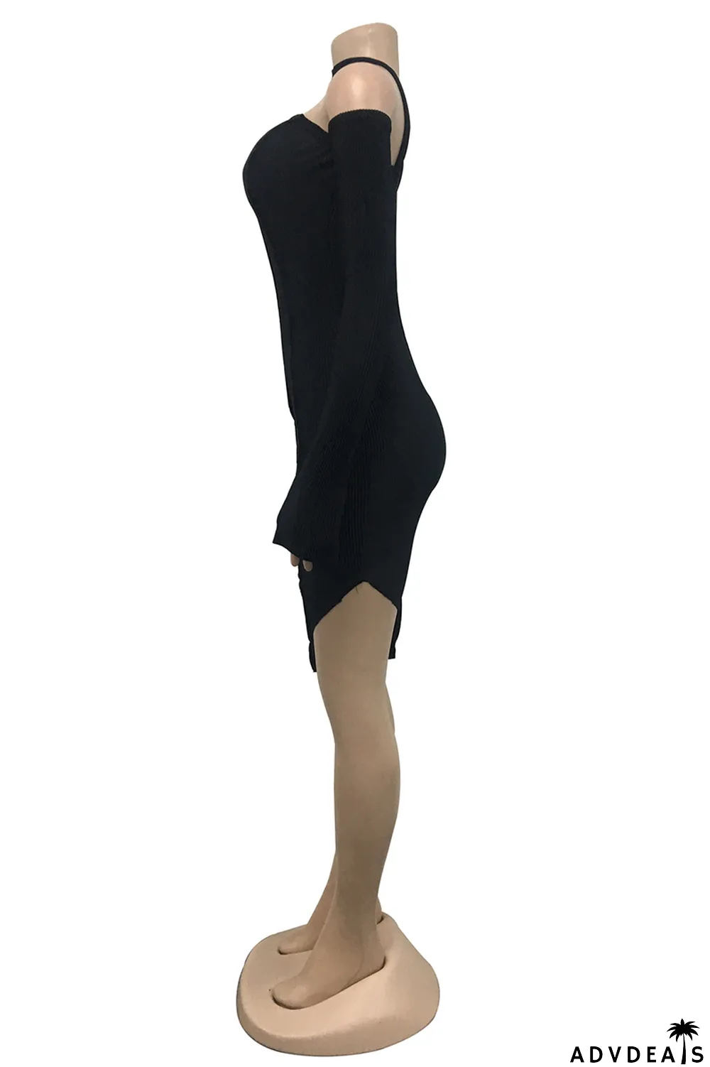 Green Fashion Sexy Solid Patchwork Backless Off the Shoulder Long Sleeve Dresses