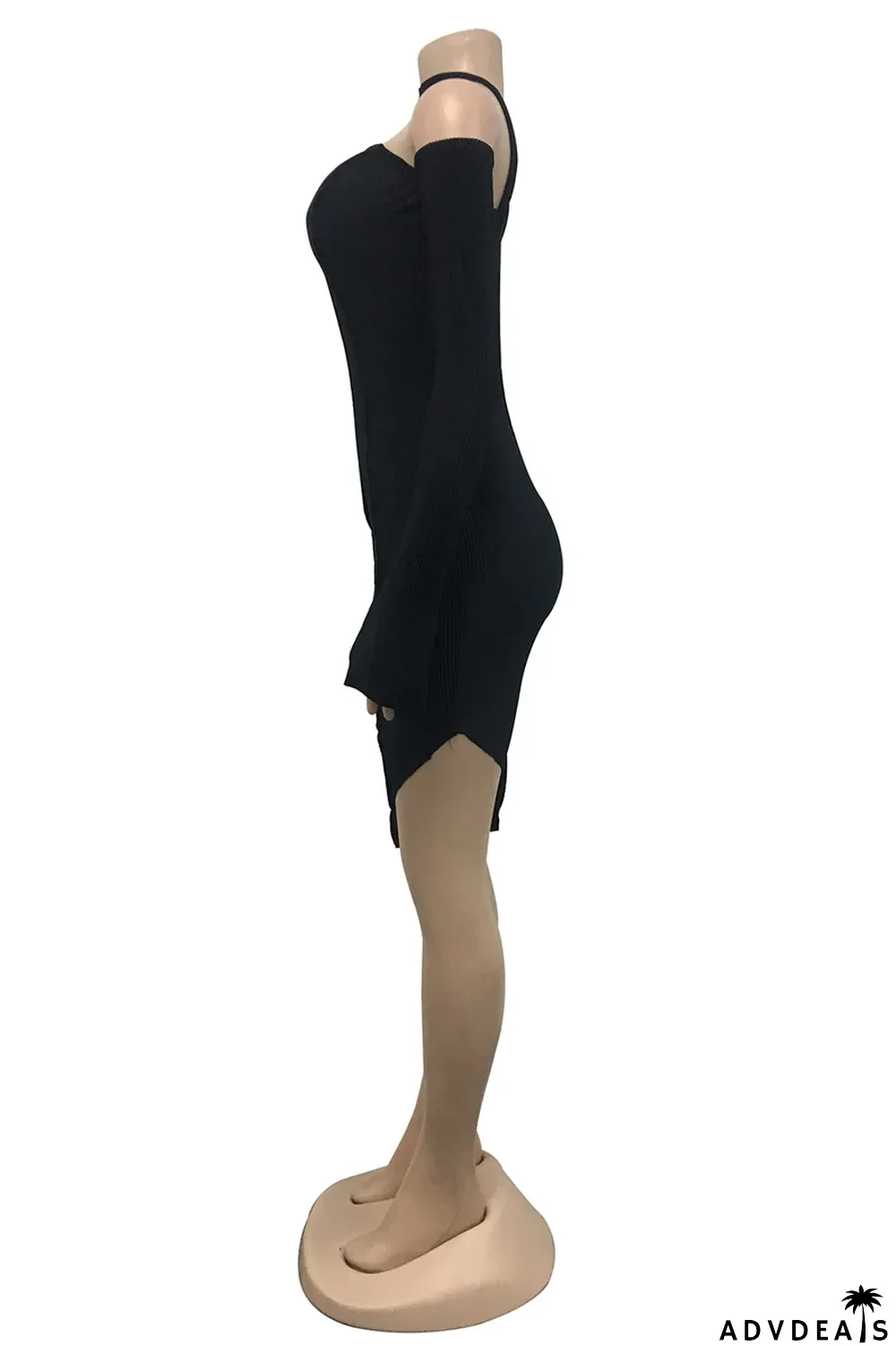 Green Fashion Sexy Solid Patchwork Backless Off the Shoulder Long Sleeve Dresses