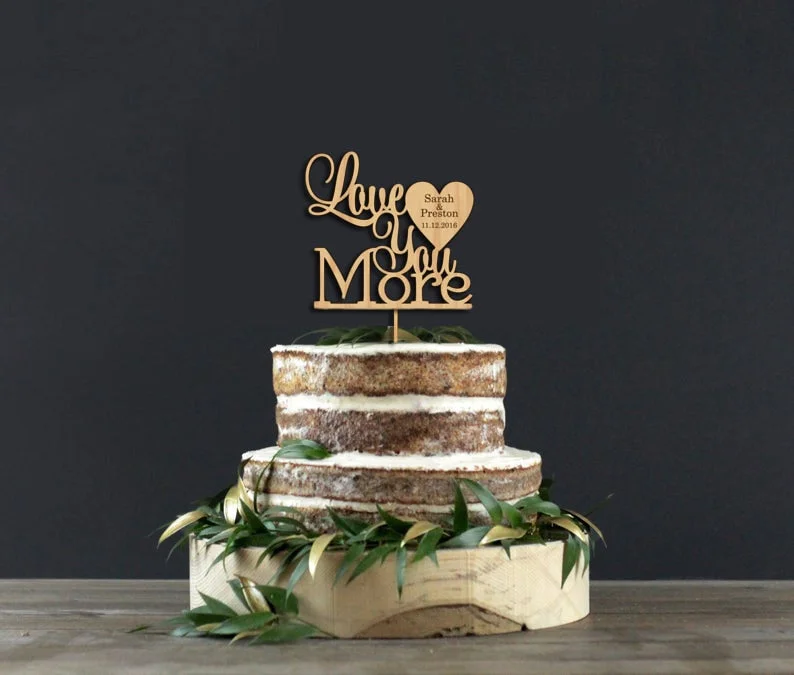 Personalized Cake Topper Decoration For Happy Birthday Party Cake Topper Decor DIY Wood Wedding Cake Mr& Mrs Decorations 515-1