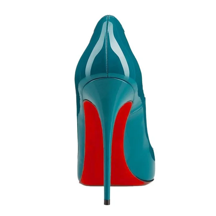120mm Red Bottom Women's Party Wedding Royal Blue Pumps Heels Patent Shoes-MERUMOTE
