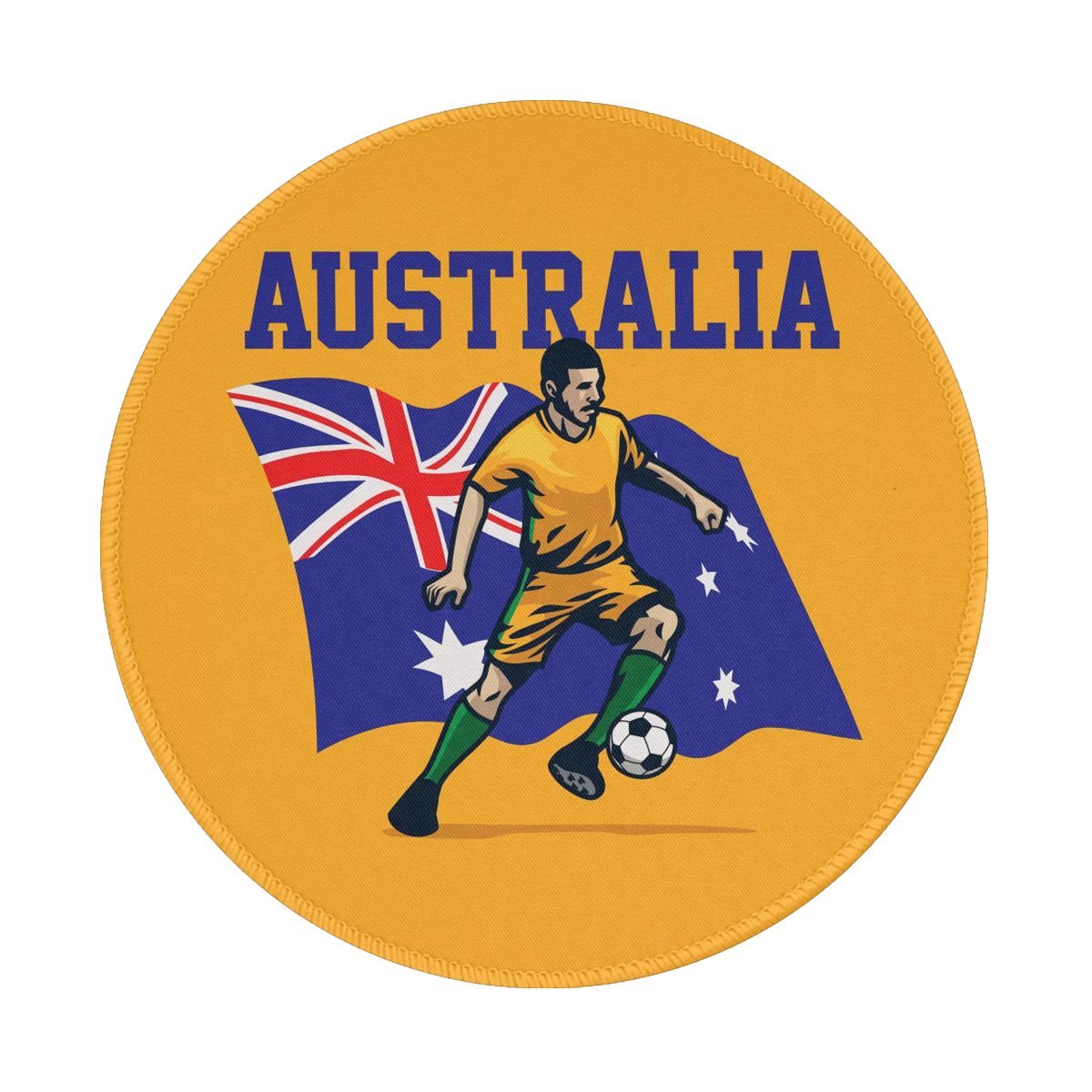 Australia Soccer Player Round Non-Slip Thick Rubber Modern Gaming Mousepad