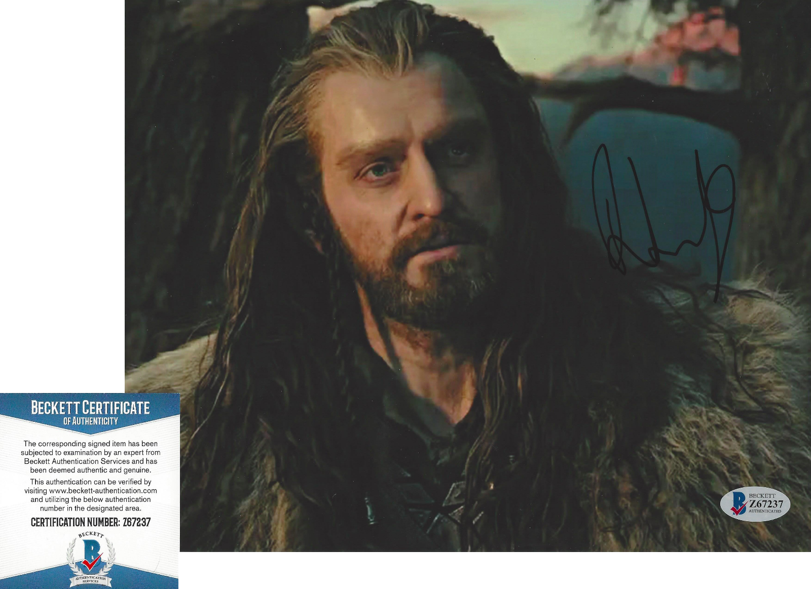 RICHARD ARMITAGE SIGNED 'THE HOBBIT' THORIN 8x10 MOVIE Photo Poster painting B BECKETT COA BAS