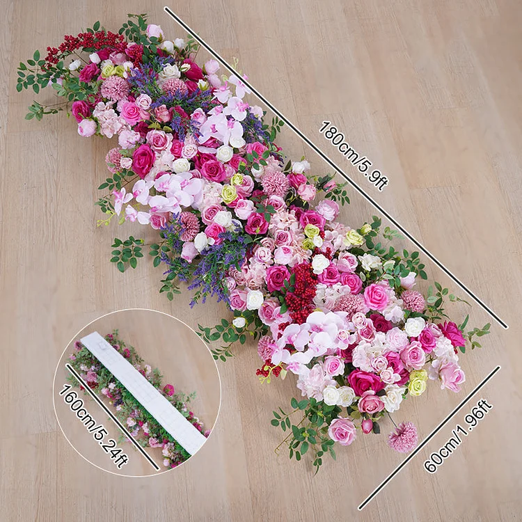A8642 Pink Rose Orchid Hang Wisteria Flower Row Decor Wedding Backdrop Square Frame