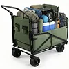 [US Local Warehouse] 2-in-1 Wagons Carts Foldable 440lbs Capacity Folding Chair Cart with All-Terrain Wheels Beach Wagon for  Sports Garden Camping (Green)