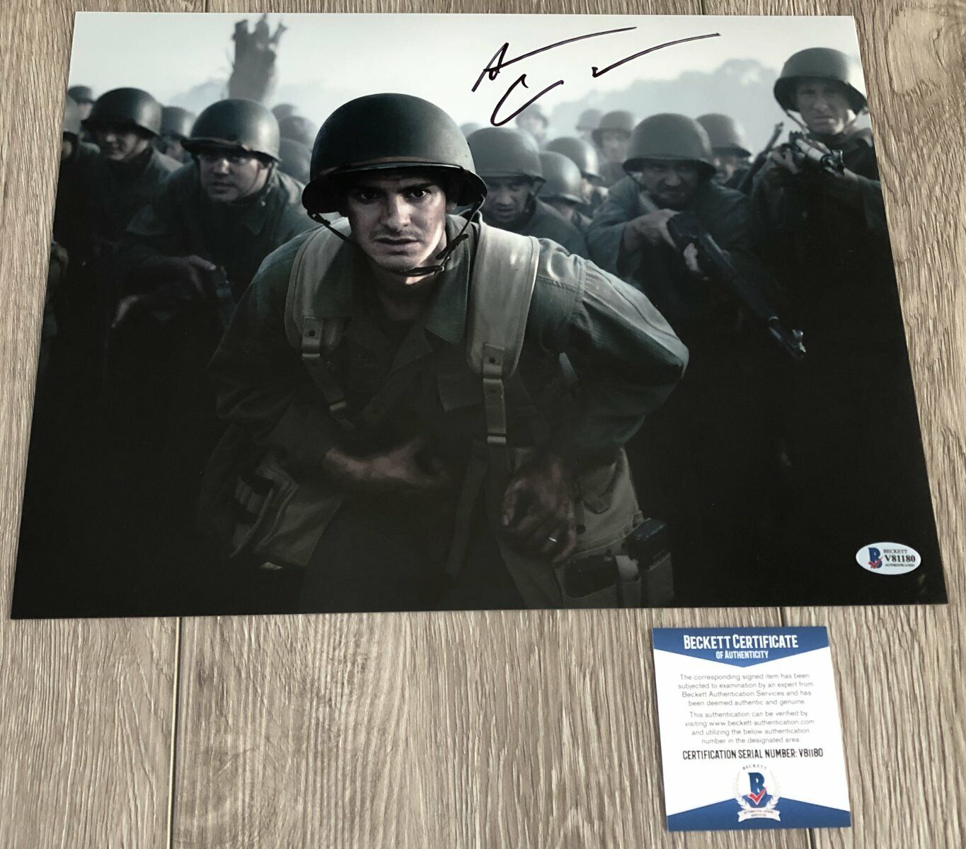 ANDREW GARFIELD SIGNED HACKSAW RIDGE 11x14 Photo Poster painting B w/EXACT PROOF BECKETT BAS COA