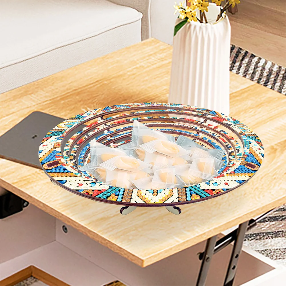 DIY Diamond Painting Wooden Serving Tray Decorative Diamond Painting Dining Plate