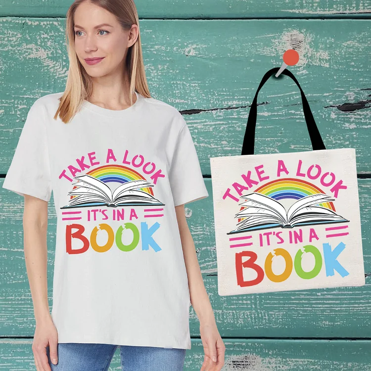 Take A Book Casual T-Shirt With Handbag -BSTC1665