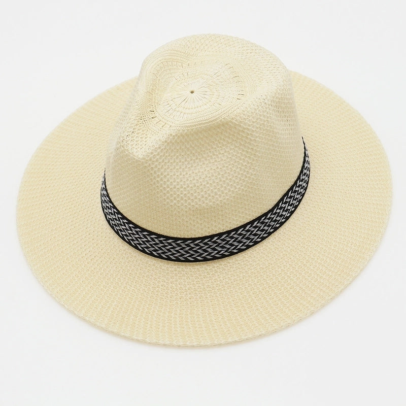 Men’s Minimalist Solid Color Big Eaves Straw Hat
