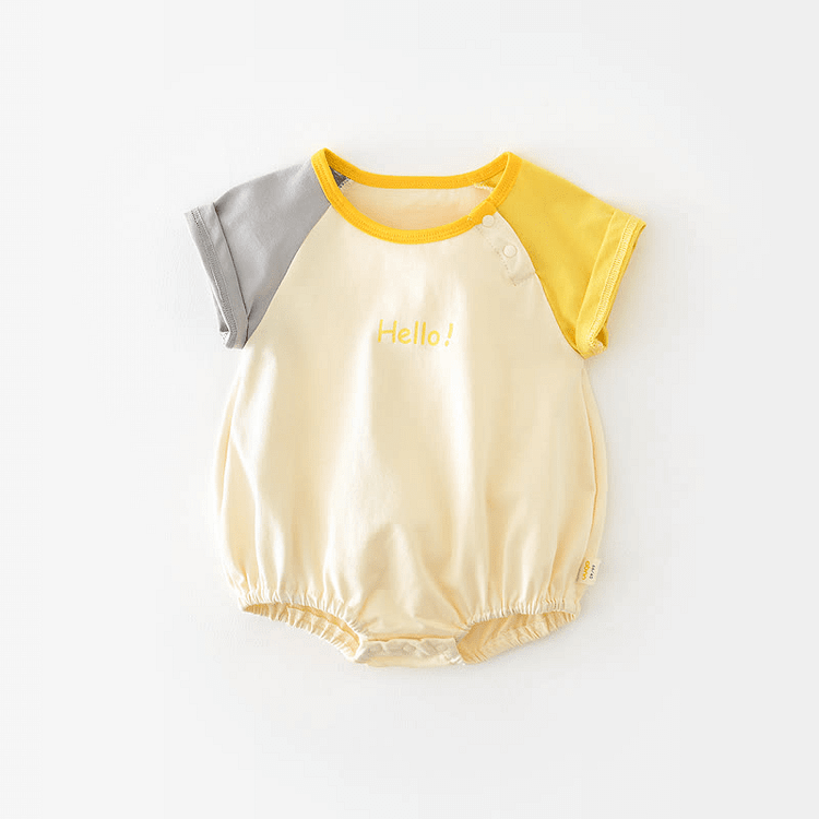 HELLO Baby Contrast Sleeve Bodysuit
