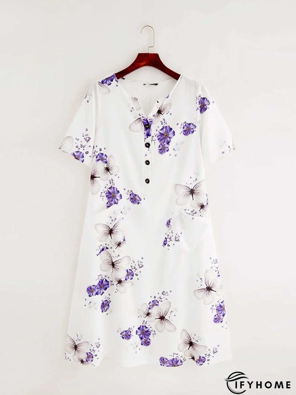 Half Sleeve Cotton Weaving Dress | IFYHOME