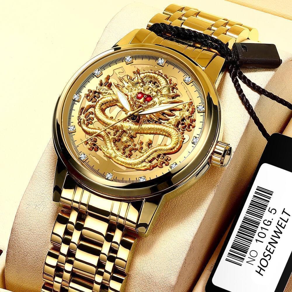 ?Father\'s Day Special Deal? Embossed Golden Dragon Watch