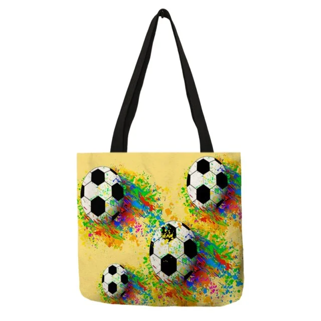 Linen Eco-friendly Tote Bag -  Football Soccer