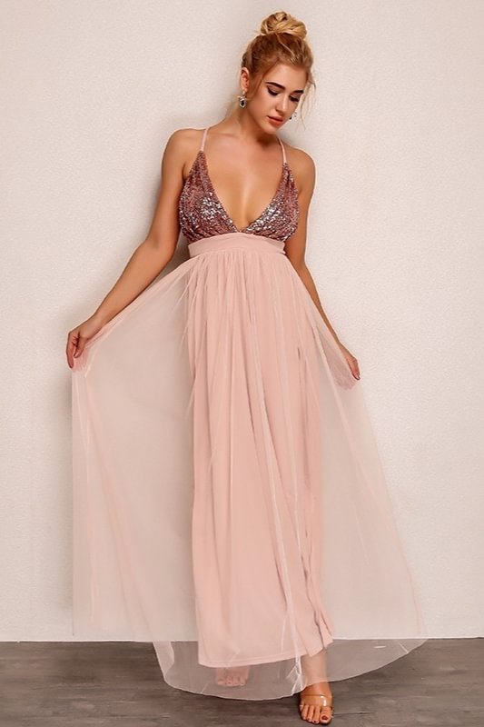 blushing sequins prom dress