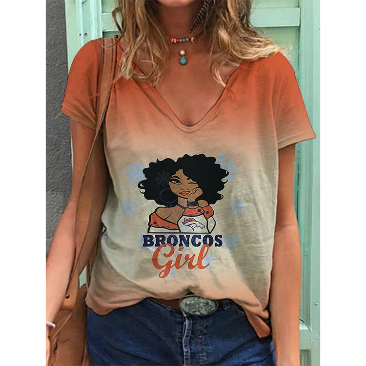 Denver Broncos Lightweight Short Sleeve V-Neck T-Shirt