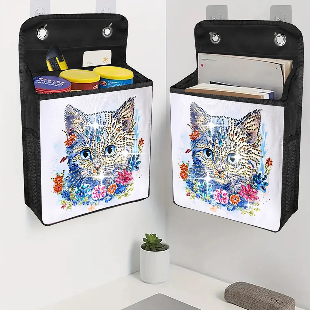 DIY Flower Cat Diamond Painting Storage Bag Diamond Art Sundries Holder Bag