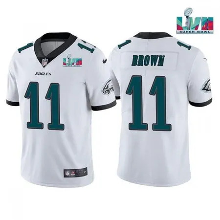 Men's Philadelphia Eagles #11 A.J. Brown White Super Bowl LVII Patch Vapor Untouchable Limited Stitched Jersey 0WSK