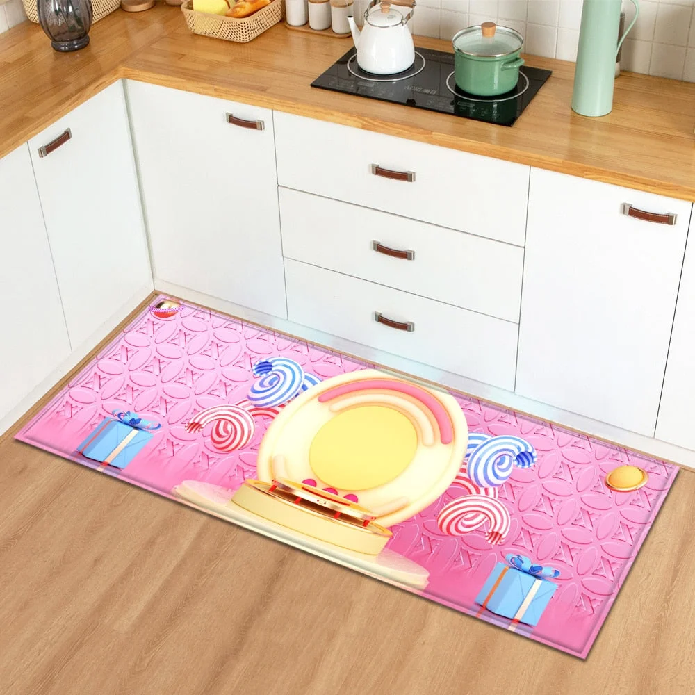 Kitchen Carpet Home Entrance Doormat Bedroom Bedside Valentine's Day Decoration Floor Rug Hallway Balcony Bathroom Anti-Slip Mat