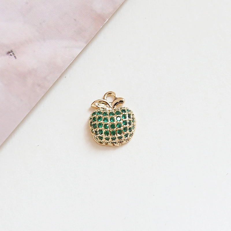 10 PCS/Package 10*11mm 10 * 14mm Alloy Zircon Cherry Fruit Watermelon Pendant Jewelry Accessories