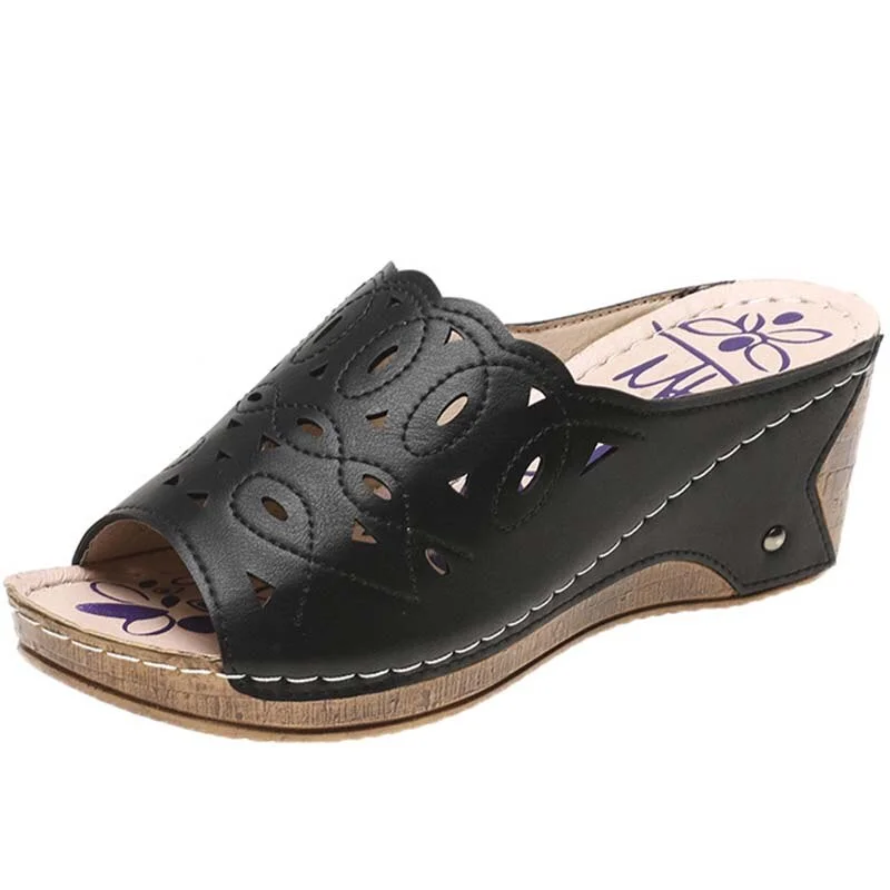 Qengg New Women Shoes Sandals Fish Mouth Wedges Sandals Open Toes Hollow Out Women's Shoes Slip On Women Shoe Female Footwear