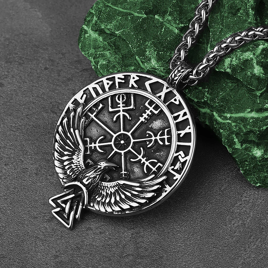 Runes Crow Men's Titanium Steel Necklace
