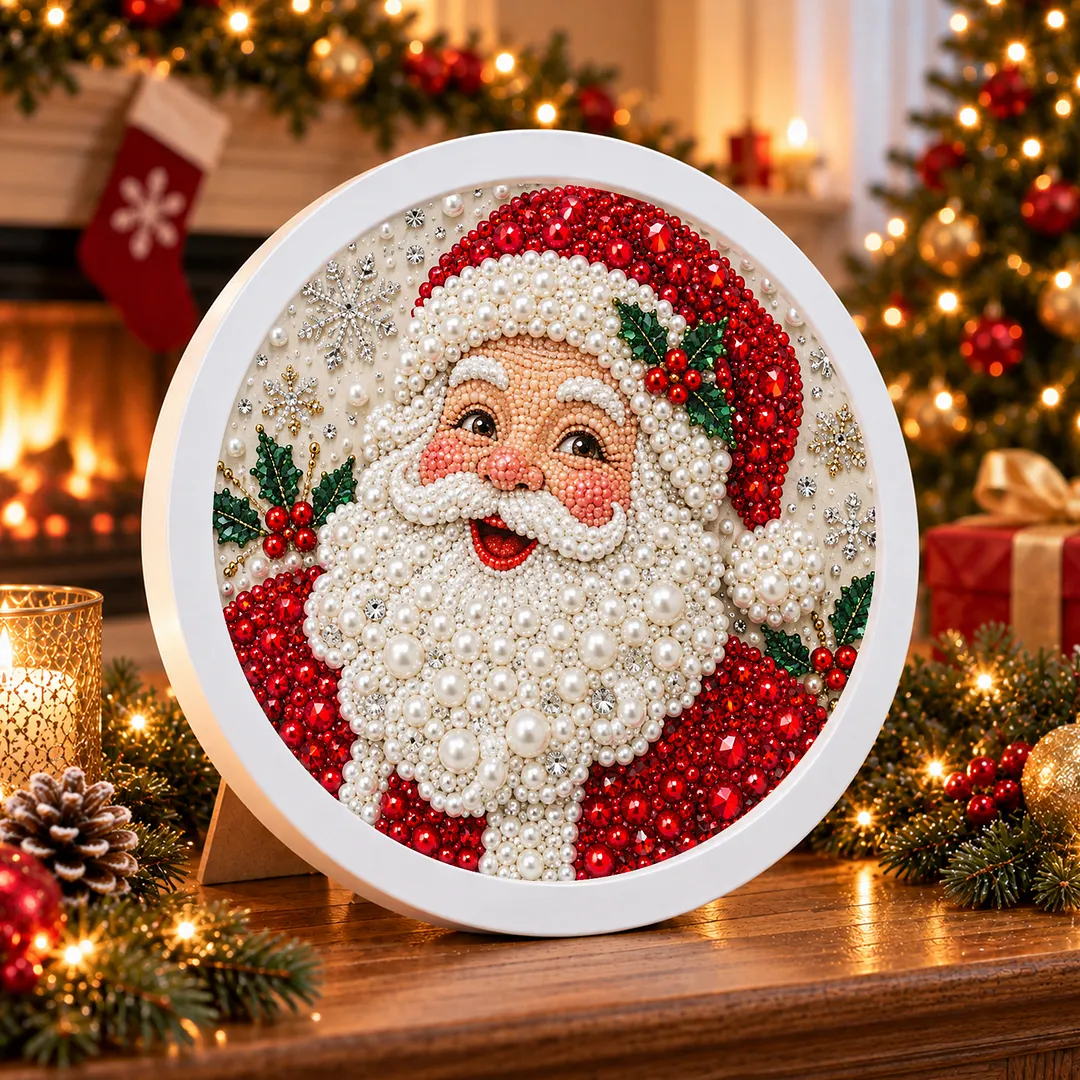 Framed Pearl Painting Kit Christmas Round Bead 7.87x7.87in