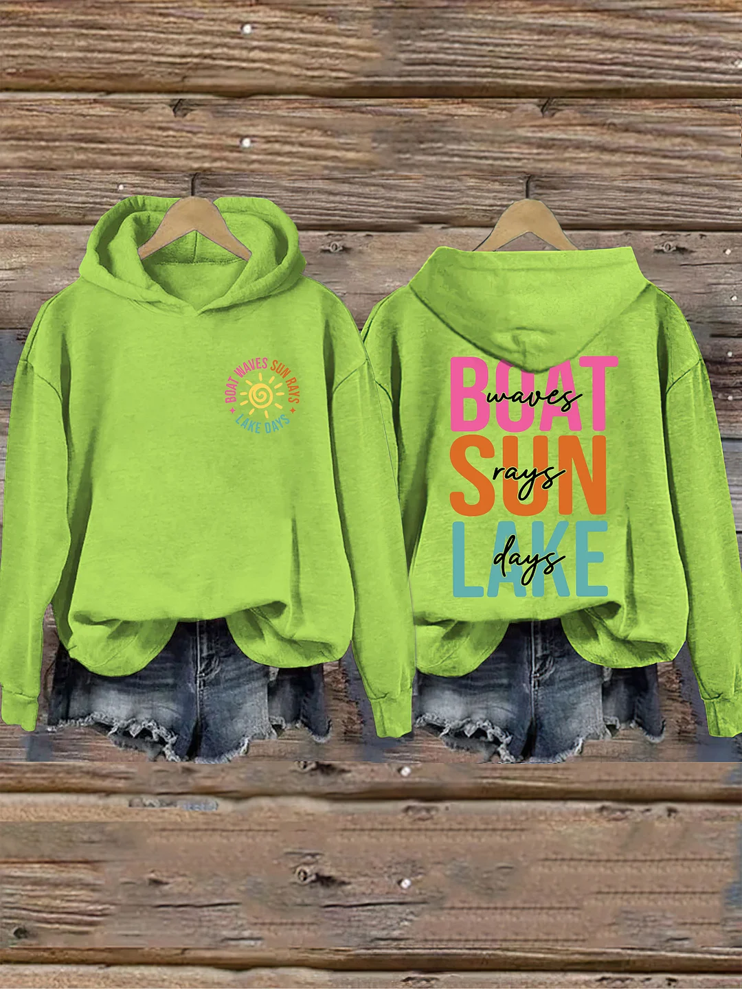 Boat Waves Sun Rays Lake Days Hoodie