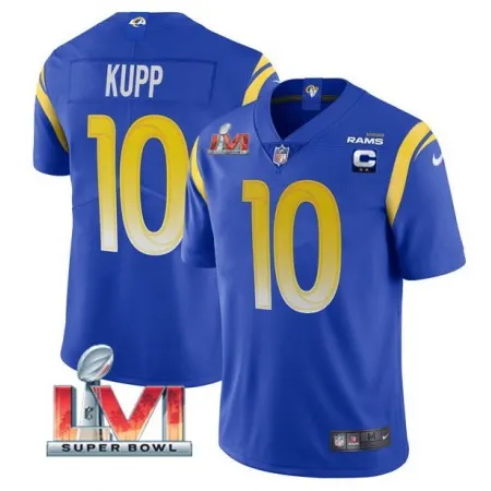 Men's Los Angeles Rams #10 Cooper Kupp 2022 Royal With C Patch Super Bowl LVI Vapor Limited Jersey