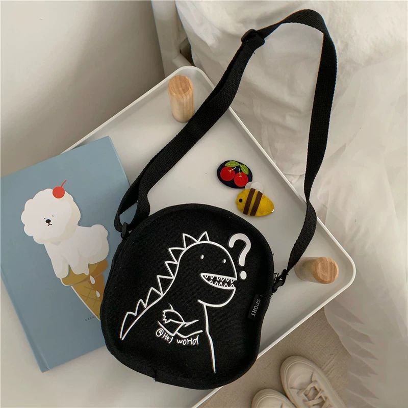Fashion Women's Mini Cross-body Bag Outdoor Dinosaur Canvas Shoulder Bag Messenger Bag Female Purse And Handbags