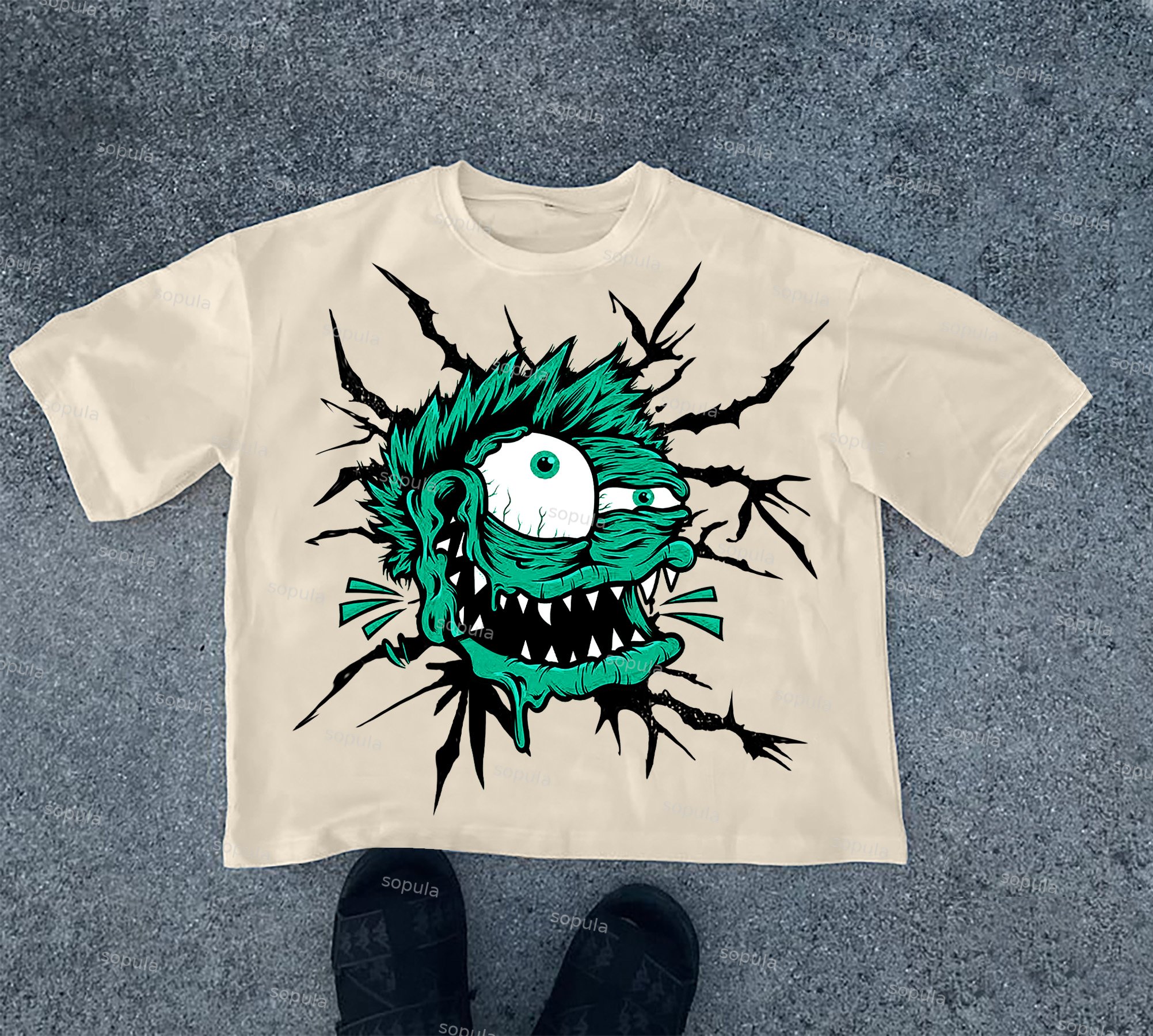 Fun Cartoon Graphics Print Cotton T-Shirt - SOPULA