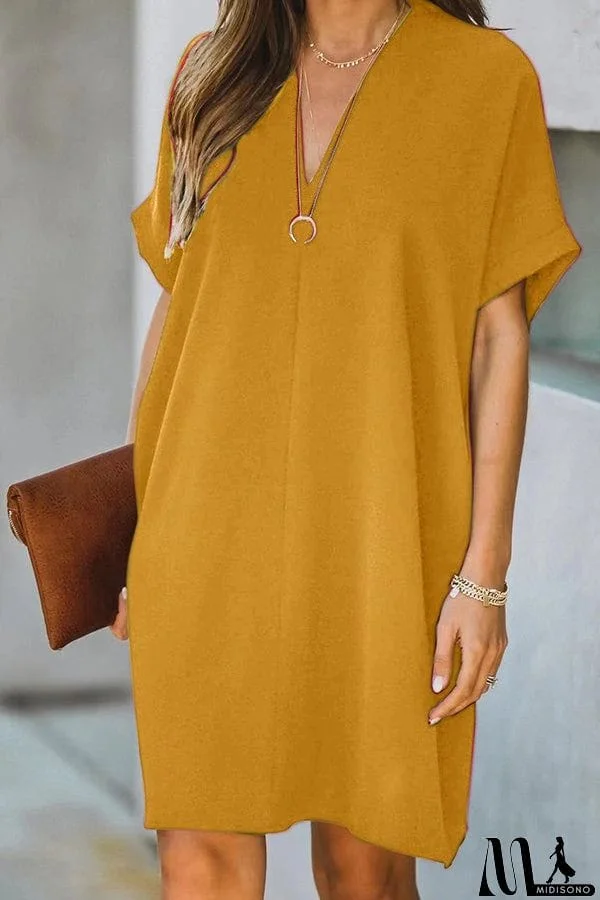 MidiSono - H-Shape Loose Short Sleeve Dress