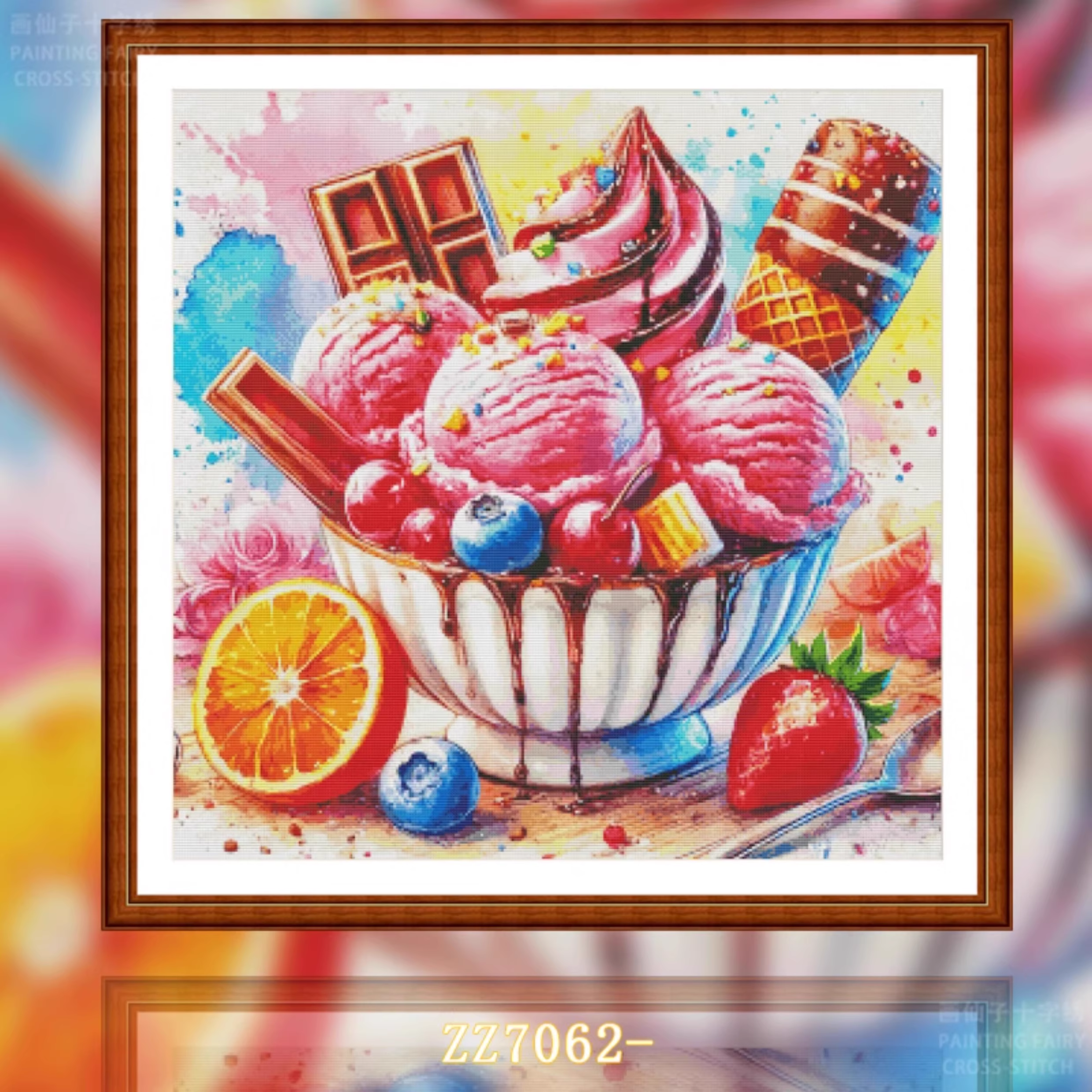 【ZZ7062- Colorful Summer Ice Cream】 Painting Fairy Cross Stitch