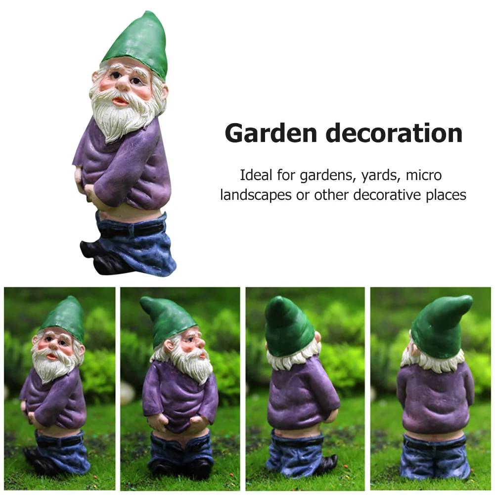 Mini Dwarf Gnome Statue Garden Ornament Resin Fairy Micro Landscape Elf (A)