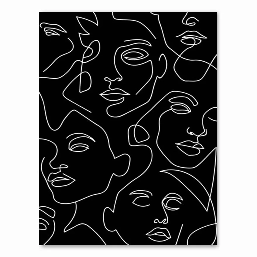 Abstract Line Canvas Black White Wall Art Minimalist Print Painting Nordic Poster Woman Body Picture Modern Living Room Decor