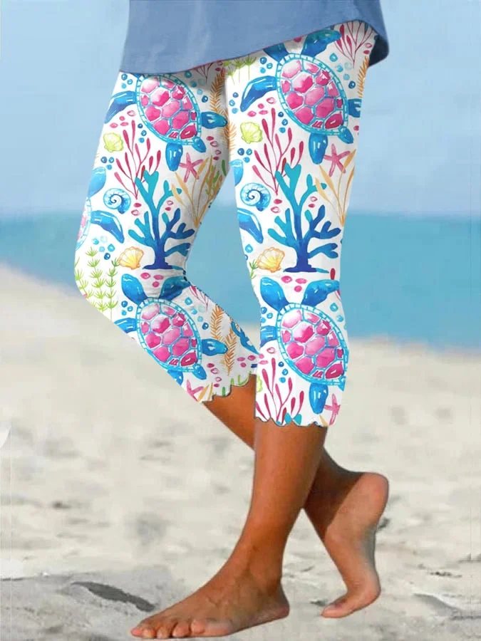 🔥Buy 3 Get 10% Off🔥Women's Hawaiian Turtle Print Resort Casual Leggings