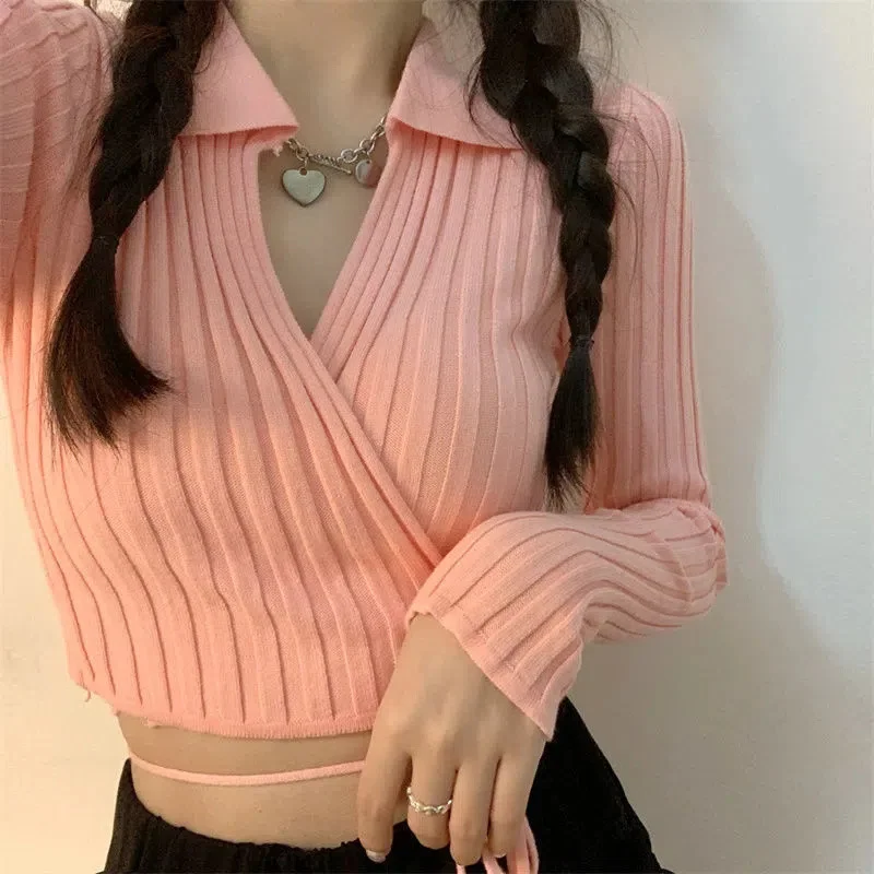 Uveng Uveng Strapped Sweater Cardigan Woman Spring 2023 New Hot Girl Exposed Umbilly Knitted Blouse Outside Tide