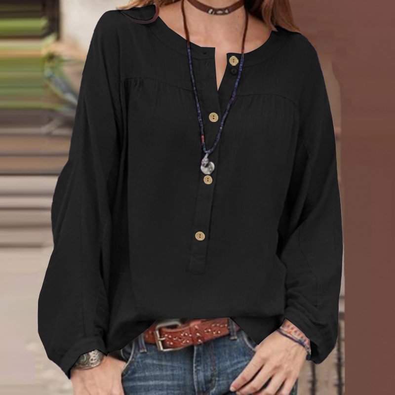Casual Loose Solid Color Button Shirt