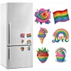 6Pcs Acrylic Special Shape Rainbow Rose Diamond Painting Fridge Magnets
