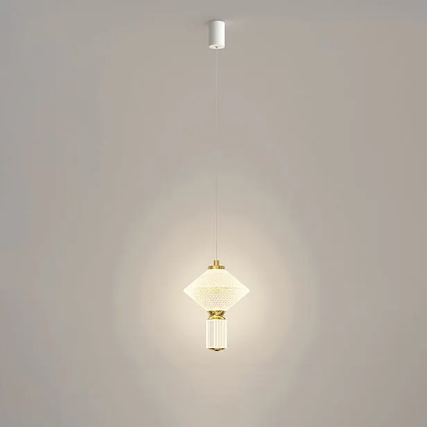 Modern Luxury Iron Aluminum Acrylic Rhombic Column LED Pendant Light For Bedside