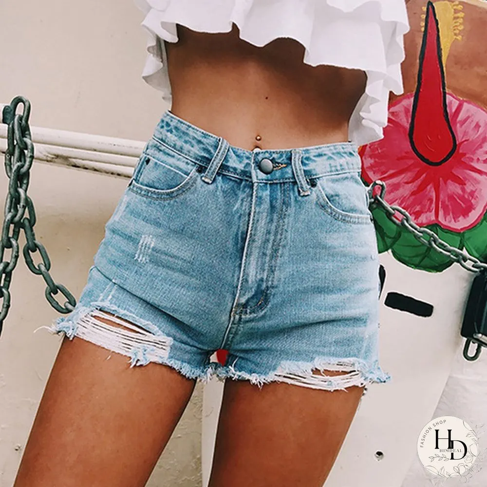 Ripped Denim Shorts Women
