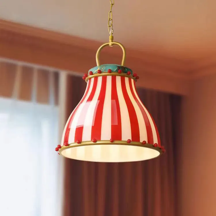 Contemporary Scandinavian Drum Iron Glass 1-Light Pendant Light For Living Room