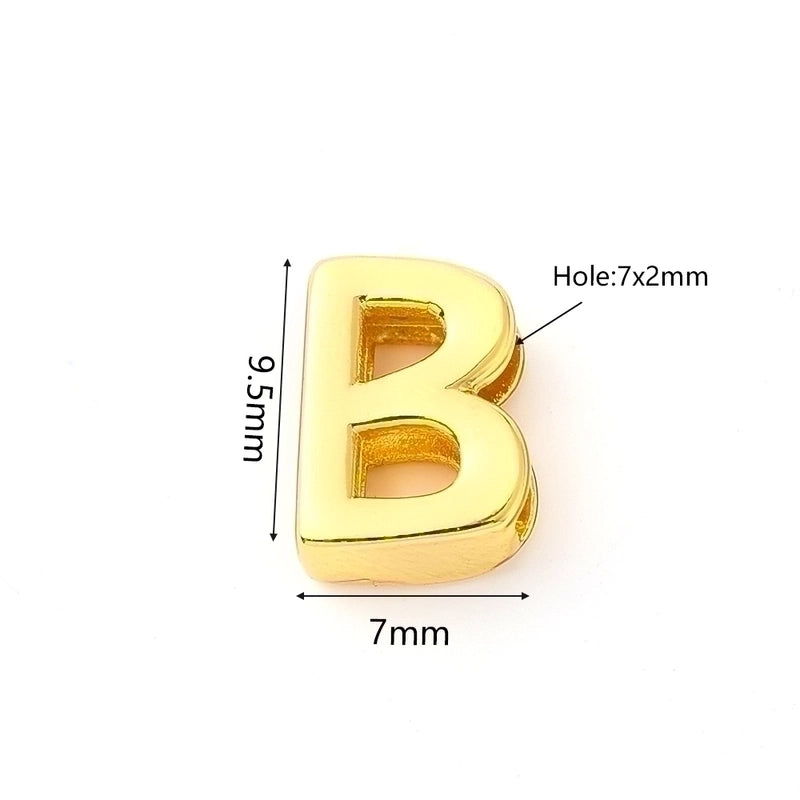 1 Pc/Package 9.5x6mm 9.5×7.5mm 9.5x8mm 7x2mm Copper 18K Gold Plated Letter Bubble Polished Beads