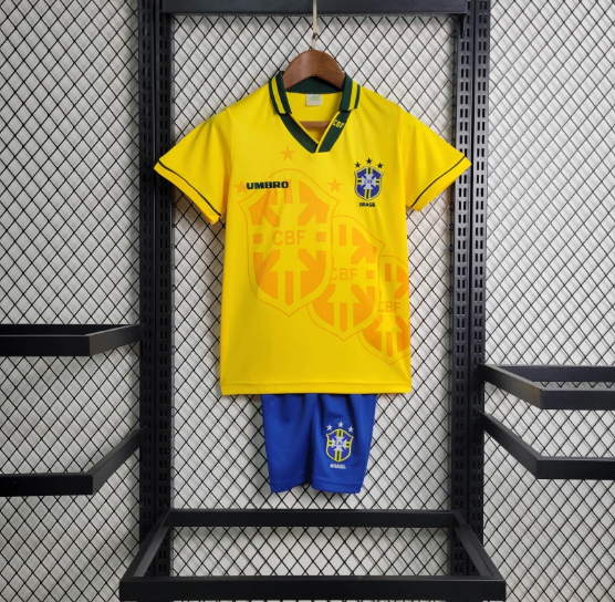 1994 Retro Brazil Home Kids Kit Football jersey Thai Quality