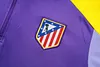 Joyfball 2025/2026 Kids Size Atletico Madrid Half-Pull Training Suit Purple Football Shirt 1:1 Thai Quality