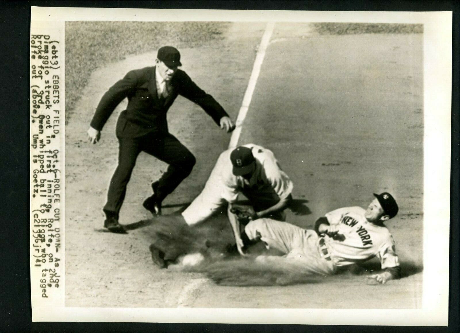 Red Rolfe Lew Riggs Umpire Goetz 1941 World Series Press Photo Poster painting New York Yankees