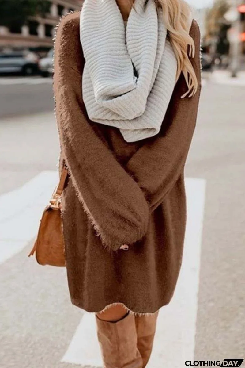 Sweet Solid Solid Color O Neck A Line Dresses