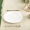 10 Pack | 10" Très Chic Rose Gold Rim White Plastic Dinner Plates, Disposable Party Plates